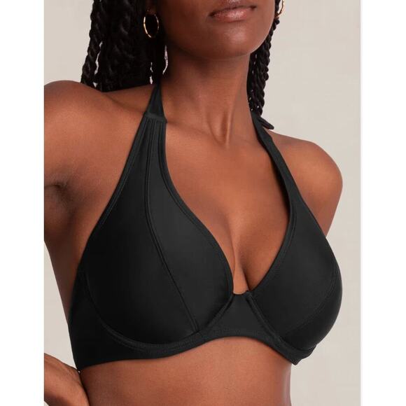 NEW Shapermint Women's 2XL Black Full Coverage Halter Bikini Top Shape Swim Sexy - Picture 1 of 9